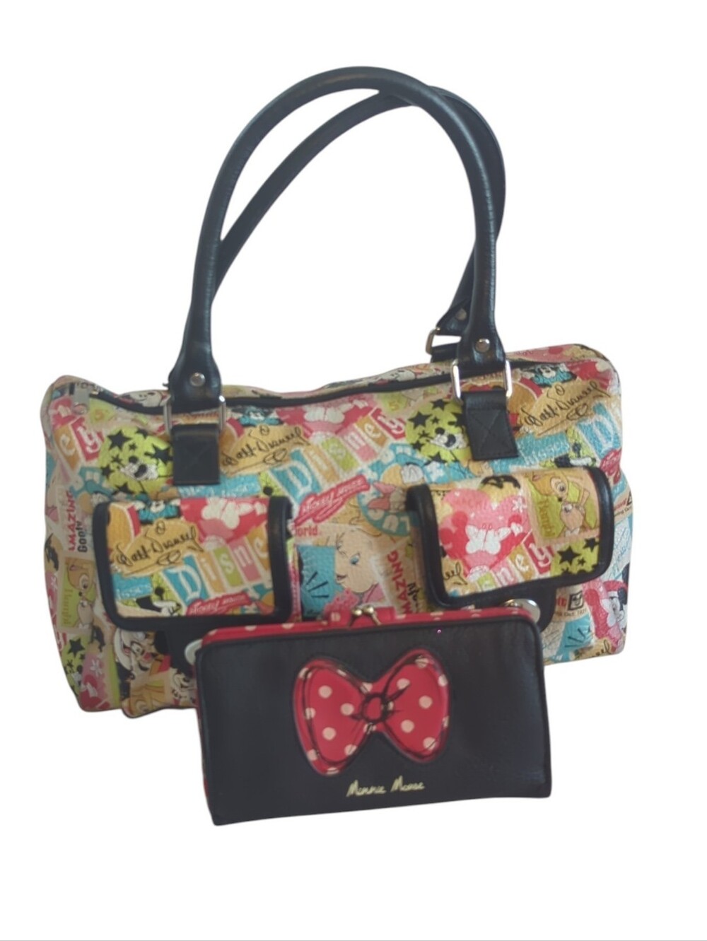 Walt Disney Parks Womens Purse Handbag Retro Characters Minni Mouse Wallet Dumbo